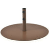 29.5-inch outdoor steel umbrella base stand with heavy-duty frame and two hand tightening knobs for stability in windy.