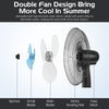 16-inch adjustable height fan with double-layer blades, quiet oscillation, and remote control for customized cooling.