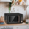 Retro countertop microwave oven in black with 5 power levels and 8 auto cooking modes, ideal for small spaces.
