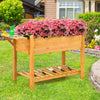 Elevated planter box kit made of fir wood with 8 grids, ideal for gardening on patios or balconies.