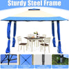13x13 feet blue pop-up canopy tent with adjustable heights, sturdy steel frame, ideal for outdoor gatherings and events.