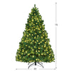 7-foot PVC artificial Christmas tree with pre-lit LED lights, featuring a sturdy iron base for indoor holiday.