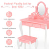 Kids vanity set in pink with a 360-degree mirror, sturdy MDF construction, and three drawers for ample storage.