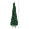 9-foot PVC artificial slim pencil Christmas tree with dense needles and sturdy iron base, perfect for small spaces.