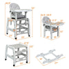 3-in-1 baby high chair in gray with adjustable trays and lockable wheels, perfect for ages 6 months to 8 years.