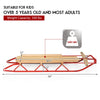 54-inch kids wooden snow sled with metal runners and steering bar, supports 330 lbs, ideal for smooth snow sliding.
