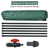 Collapsible 53-gallon rain barrel with PVC frame, zippered cover, and hose connection for efficient water collection.