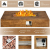 Rectangular 48" outdoor gas fire pit table with 50,000 BTU, stainless steel burner, and lava rocks for patio warmth.