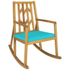 Patio Acacia Wood Rocking Chair Sofa with Armrest and Cushion for Garden and Deck-Turquoise - Gallery View 1 of 9
