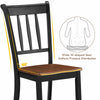 Solid black spindle back dining chair with W-shaped seat for comfort and pressure distribution, ideal for various home.