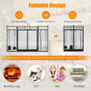 3-panel folding wrought iron fireplace screen in black with tools set, designed for safety and convenience near fires.