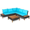 Costway 4 Piece Rattan Sofa Set with Wooden Side Table New