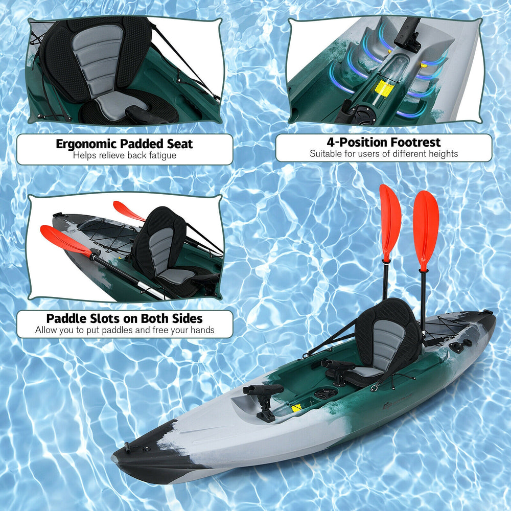 Costway Sit-on-Top Fishing Kayak with Rod Holders and Paddle New