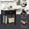 Wooden storage shelf in black with a spacious tabletop, practical drawer, and bottom open shelf for versatile storage.