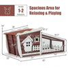 Wooden rabbit hutch with pull-out tray, holds 1-2 rabbits, features a weather-resistant roof and spacious areas for.
