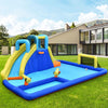 Colorful 6-in-1 inflatable water slide for kids, featuring mesh walls and suitable for garden or lawn fun.