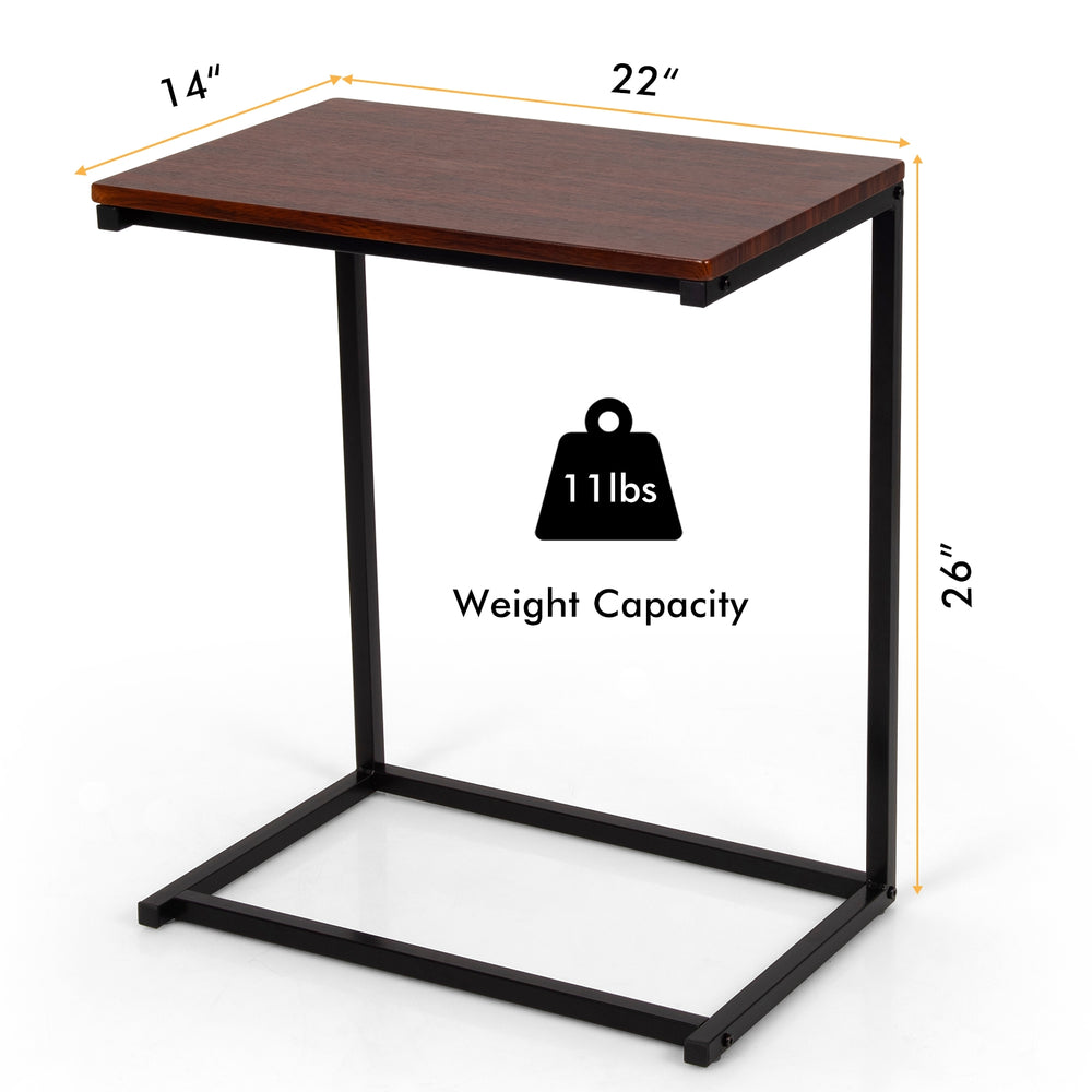 Stylish 26-inch dark brown beside sofa laptop holder with sturdy steel frame, perfect for home or office use.