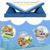 Convertible blue kids couch set with two folding mats and pillows, ideal for playrooms and imaginative activities.