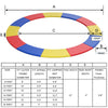 Multicolor 15 feet trampoline spring cover with waterproof PVC, PE materials, and 0.6" thick EPE foam for safety.