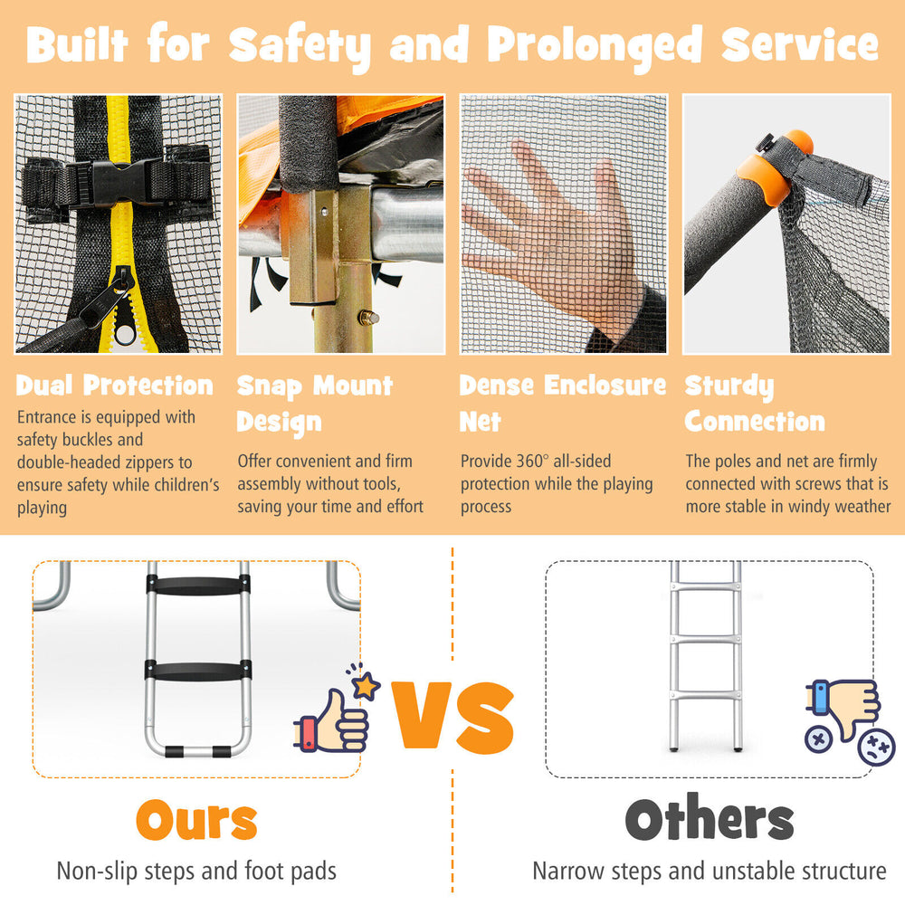 Costway Rectangular Trampoline 8' x 14' with Safety Enclosure Net and Ladder New