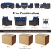 Costway Rattan Corner Sofa Set with Cushions and Glass Table New