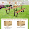 70-inch dining table set with acacia wood and metal frame, featuring umbrella hole, ideal for outdoor use.