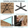 Reinforced metal ribs and stable triangular structure of the 9.5 FT cantilever tiki patio umbrella for reliable support.