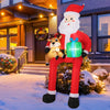 9.5 feet inflatable Santa with LED lights, holding a reindeer and gift box, perfect for outdoor Christmas decoration.