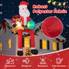 9.5 feet inflatable Santa with reindeer and gift box, made of weather-resistant polyester fabric for outdoor decoration.