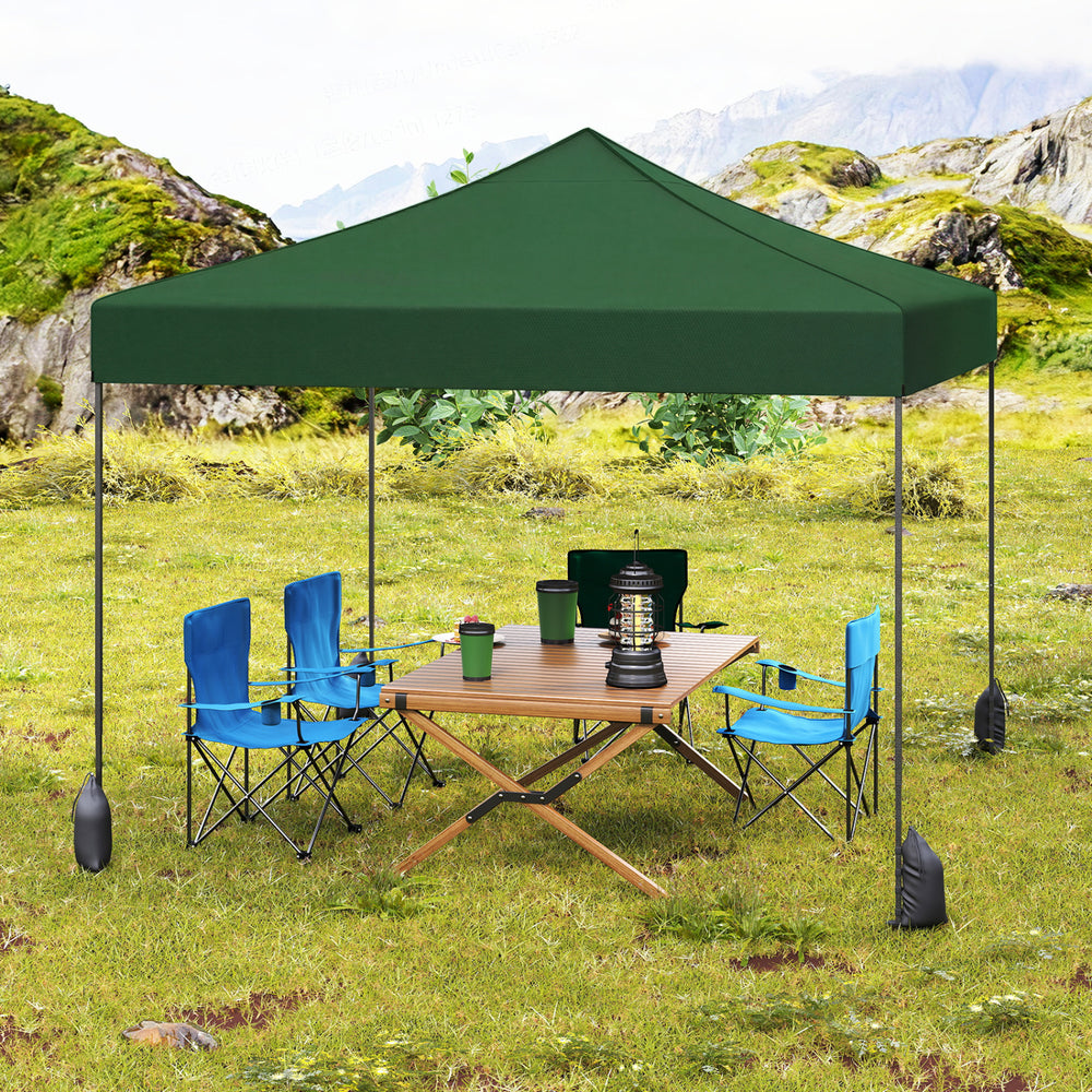 9.5 x 9.5 Feet Pop up Canopy Tent with Adjustable Heights-Green - Gallery View 1 of 10
