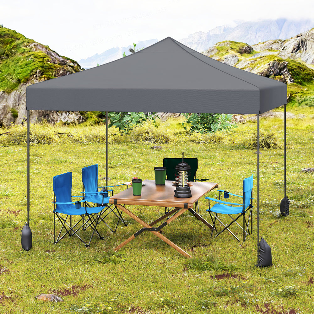 9.5 x 9.5 Feet Pop up Canopy Tent with Adjustable Heights-Gray - Gallery View 1 of 10