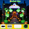 9.8 FT Alien Halloween inflatable archway with lights features a waving alien and UFO, perfect for outdoor decorations.