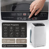 Full automatic washing machine in gray with 8 preset programs and stainless steel tub for efficient laundry cleaning.