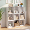 Modern 9-cube bookshelf in white, perfect for organizing books and decor in living rooms or studies.