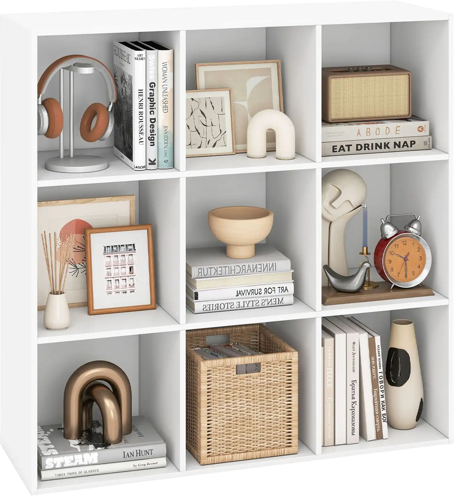 Costway 9-Cube Wooden Bookcase Storage Organizer Bookshelf 52587331 New