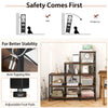 9 cubes bookcase in rustic brown with carbon steel frame, featuring anti-tipping kits and adjustable foot pads for.