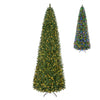9 FT Pencil Alpine Christmas tree with 550 pre-lit dual-color LED lights and a slim design, ideal for tight spaces.