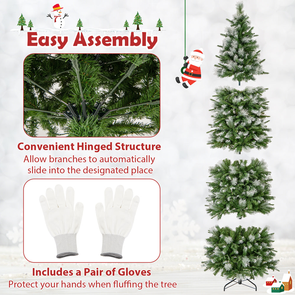 Pencil-shaped 6 FT artificial Christmas tree with warm-white LED lights, featuring hinged branches for easy assembly.