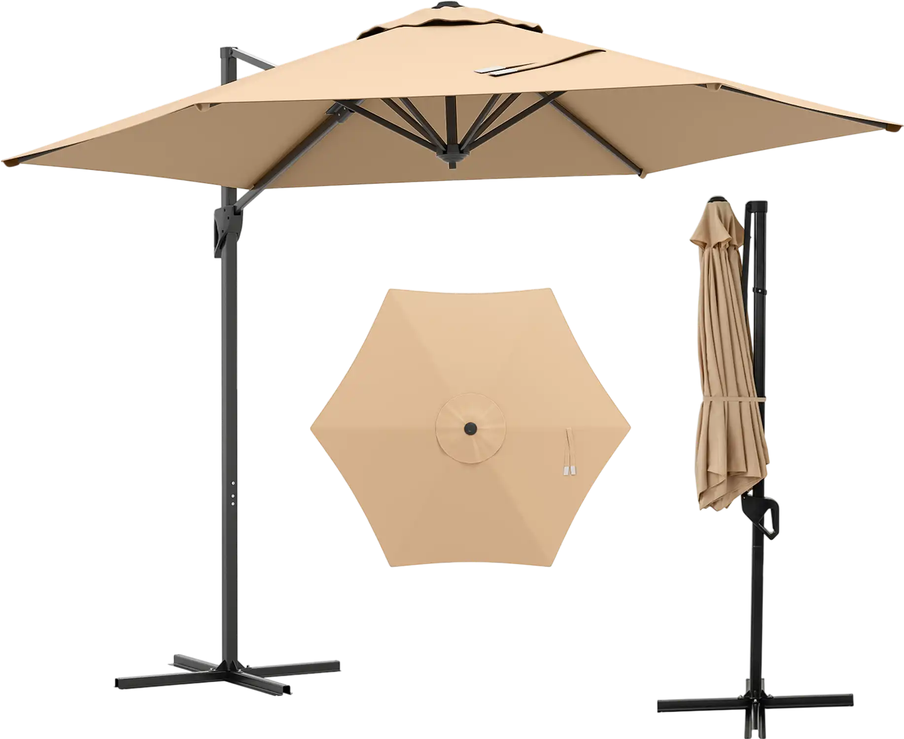 Costway 9' Cantilever Patio Umbrella Vented Sun-Protective Canopy 84677343 New