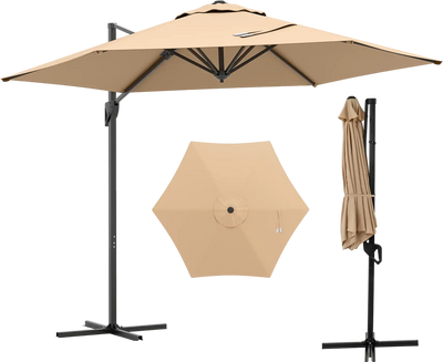Costway 9' Cantilever Patio Umbrella Vented Sun-Protective Canopy 84677343 New