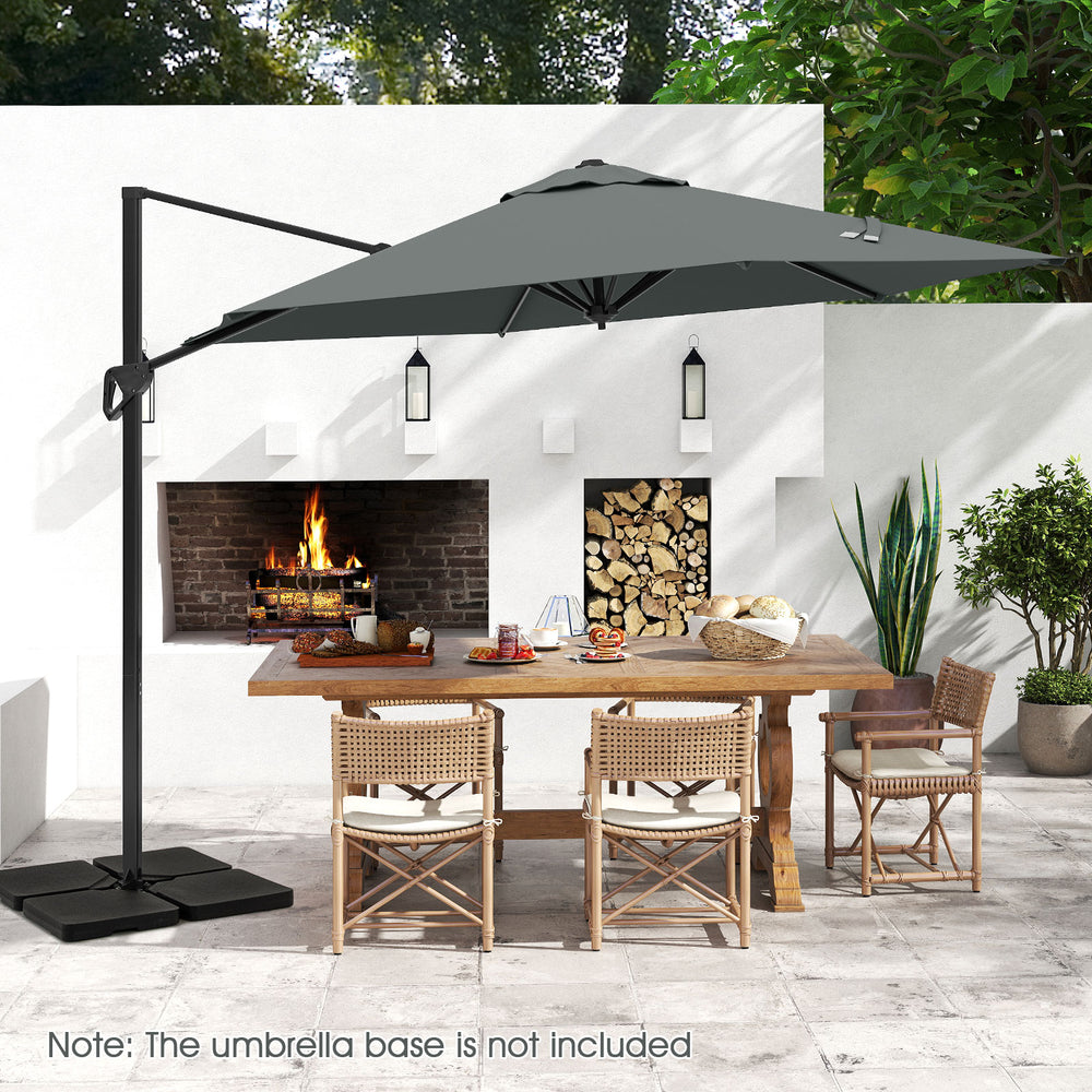 9 FT Cantilever Patio Umbrella with Vented Top and Sun-Protective Canopy-Gray - Gallery View 1 of 9