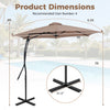 9 FT cantilever umbrella with cross base in brown features a vented canopy for airflow and a heavy-duty frame for stability.