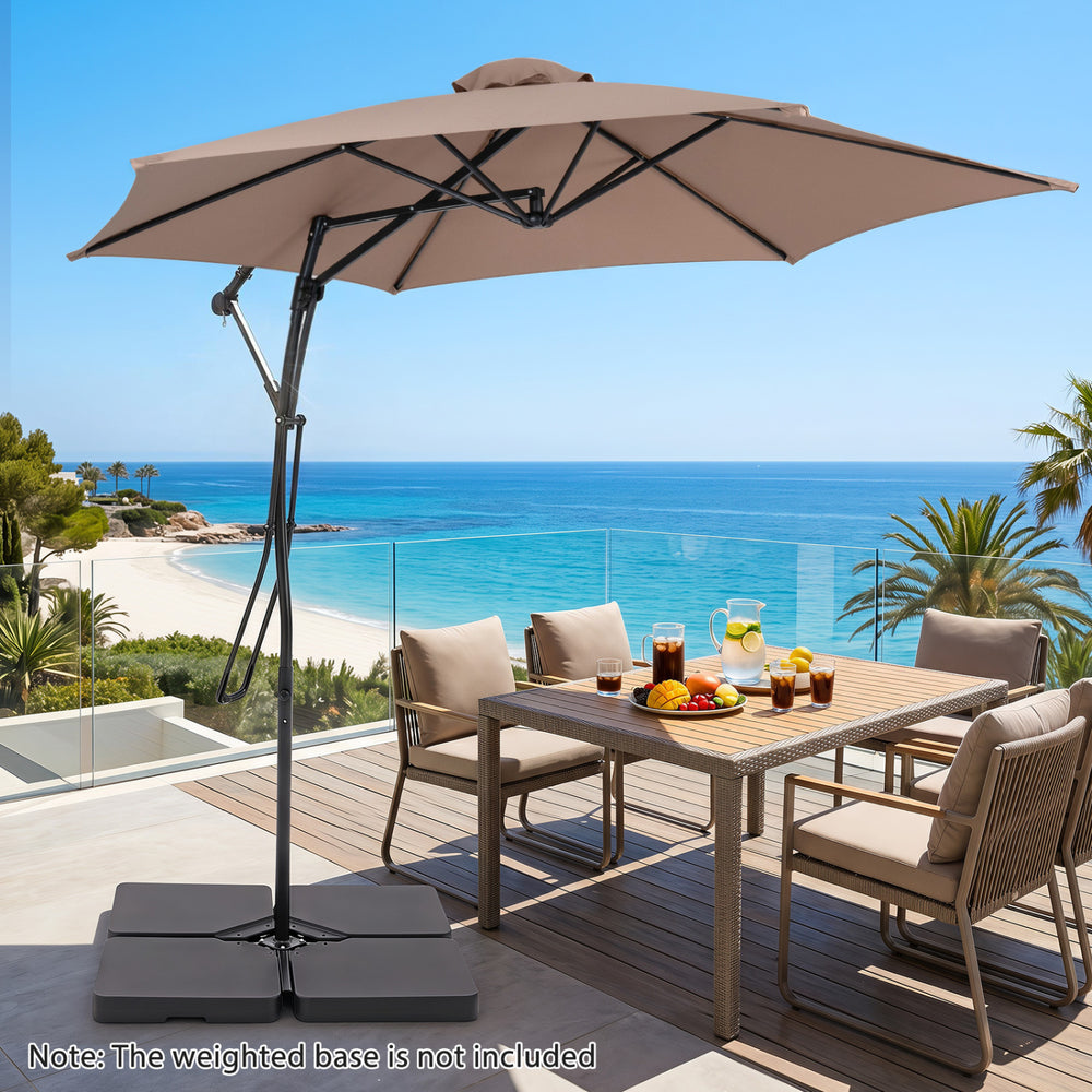 9 FT Cantilever Umbrella with Cross Base Included with Smooth Handle amd Heavy Duty Frame-Brown - Gallery View 1 of 10