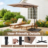 9 FT cantilever umbrella in brown features a vented canopy and smooth handle, perfect for outdoor relaxation.