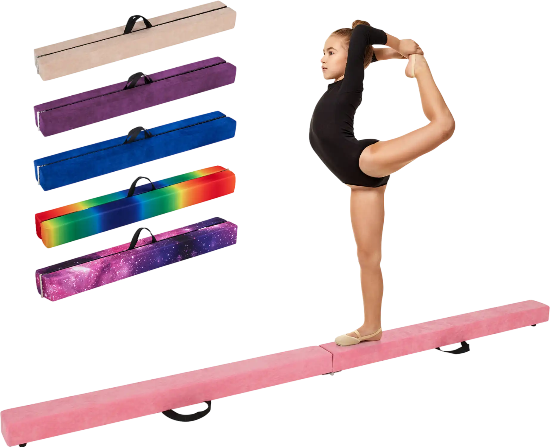 Costway 9' Folding Gymnastics Balance Beam Anti-Slip Pine Wood Frame 647893215 New