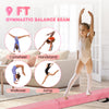 9 FT folding gymnastics balance beam in pink with anti-slip base, featuring a sturdy pine wood frame for training and.
