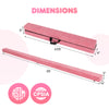 9ft pink folding gymnastics balance beam with anti-slip base, featuring a sturdy pine wood frame for stability.