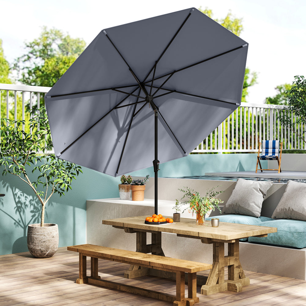 9 FT Outdoor Market Patio Table Umbrella Push Button Tilt Crank Lift-gray - Gallery View 1 of 10