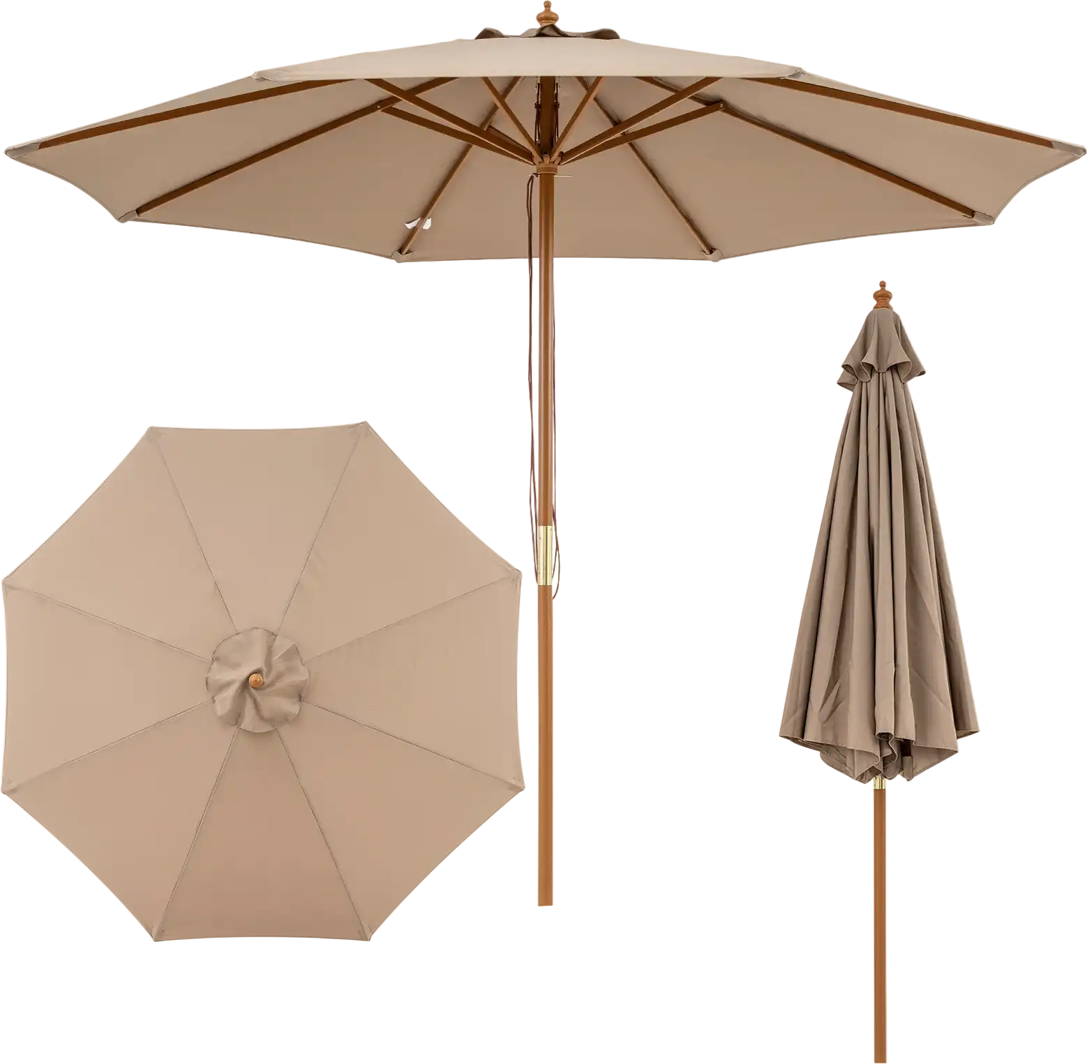 Costway 9' Patio Table Market Umbrella Outdoor Bamboo Ribs 13291167 New