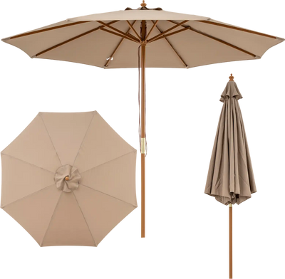Costway 9' Patio Table Market Umbrella Outdoor Bamboo Ribs 13291167 New
